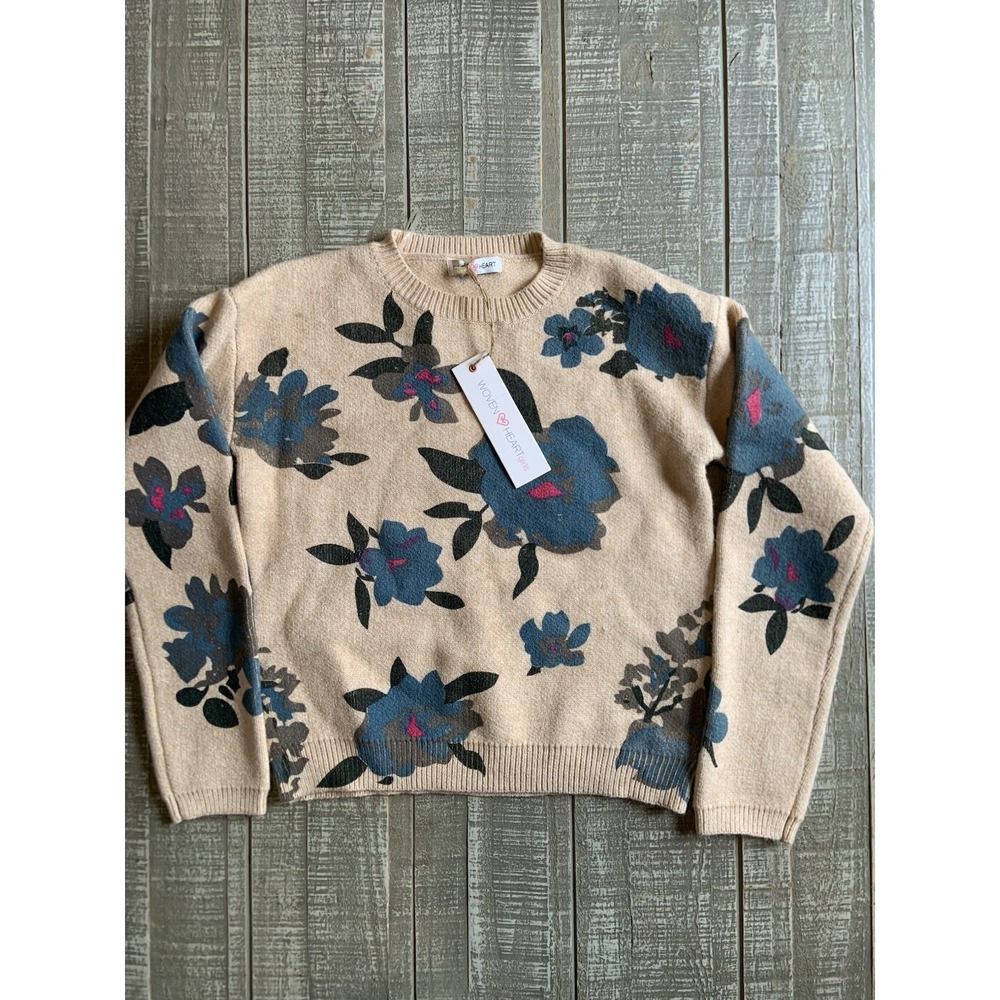 Woven Heart Girls Size Large Sweater Floral Cotton Bohemian NWT Sweatshirt‎